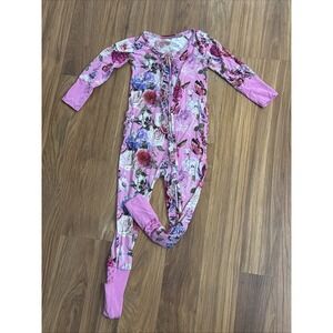 Bums & Roses Toddler Girls 2T Vivid Roses Butterfly Sleeper Pajamas Bamboo VGC